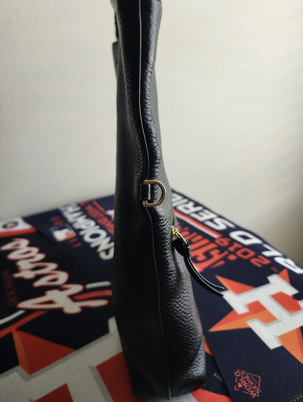 Black Leather Fold-Over Womens Bag with Matching Wallet Tory Burch